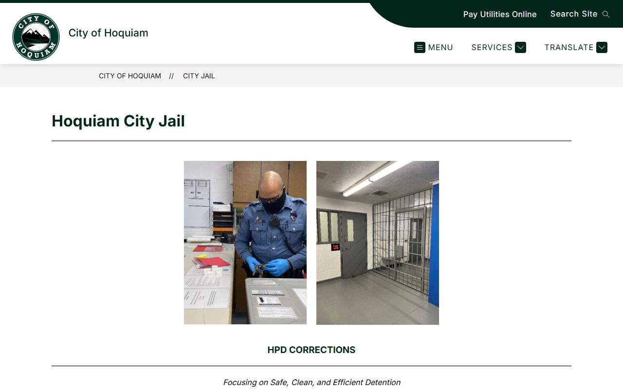 Hoquiam City Jail roster visitation bail and mail information